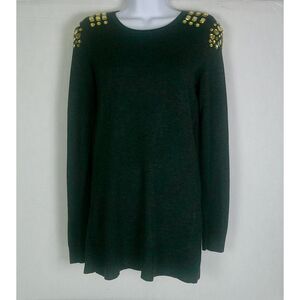 EXPRESS WOMENS DARK GRAY EMBELLISHED  SHOULDER LONG SLEEVE KNIT SWEATER. SIZE SP